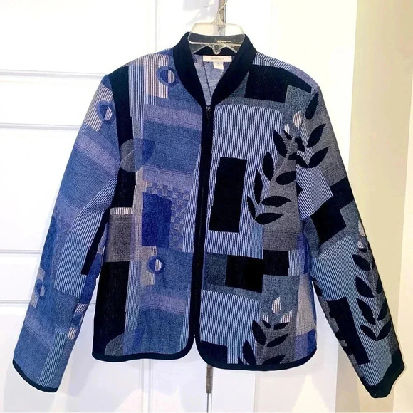 Dress Barn Woman's Color Block Full Zip Cardigan Size Medium Blue Long Sleeve - Picture 7 of 14